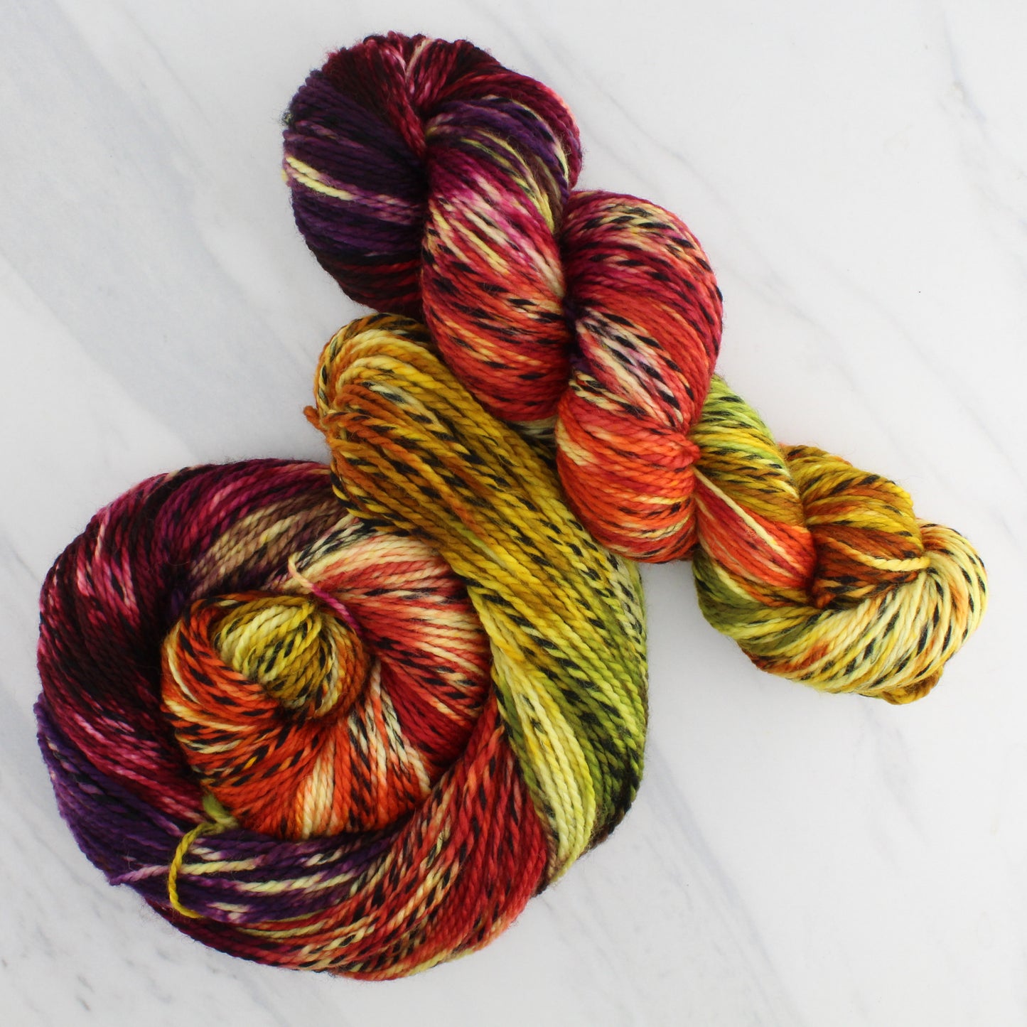 AUTUMN LEAVES Hand Dyed on Stained Glass DK - Block Variegated Yarn