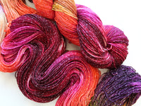 AUTUMN LEAVES Hand-Dyed Yarn on Sparkly Merino Sock