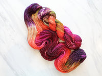 AUTUMN LEAVES Hand-Dyed Yarn on Sparkly Merino Sock