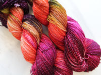 AUTUMN LEAVES Hand-Dyed Yarn on Sparkly Merino Sock