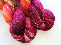 AUTUMN LEAVES Hand-Dyed Yarn on Sparkly Merino Sock