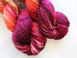 AUTUMN LEAVES Hand-Dyed Yarn on Sparkly Merino Sock