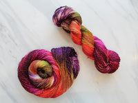 AUTUMN LEAVES Hand-Dyed Yarn on Sparkly Merino Sock