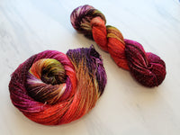 AUTUMN LEAVES Hand-Dyed Yarn on Sparkly Merino Sock
