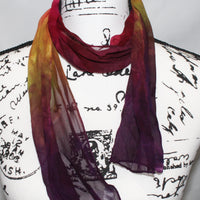 AUTUMN LEAVES Hand-Dyed Silk Chiffon Scarf - 8 x 54 inches