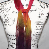 AUTUMN LEAVES Hand-Dyed Silk Chiffon Scarf - 8 x 54 inches