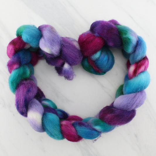 BALL AT NETHERFIELD Hand-Dyed Top on Shetland Wool - Purple Lamb
