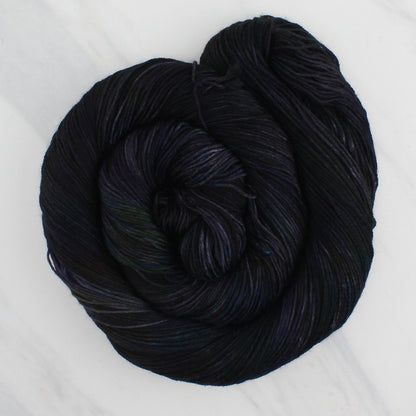 BEAUTIFUL BLACK HOLE Hand Dyed on Sock Perfection  - Splashed & Speckled Yarn