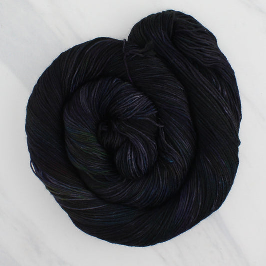 BEAUTIFUL BLACK HOLE Hand Dyed on Sock Perfection  - Splashed & Speckled Yarn