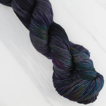 BEAUTIFUL BLACK HOLE Hand Dyed on Sock Perfection  - Splashed & Speckled Yarn