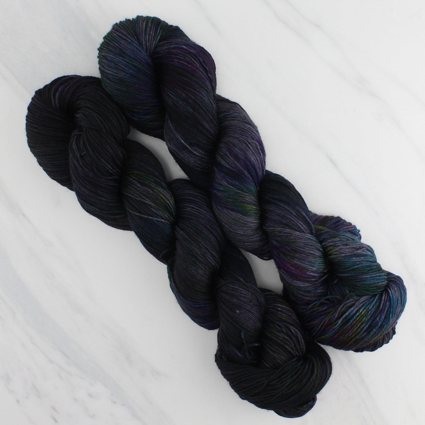 BEAUTIFUL BLACK HOLE Hand Dyed on Sock Perfection  - Splashed & Speckled Yarn