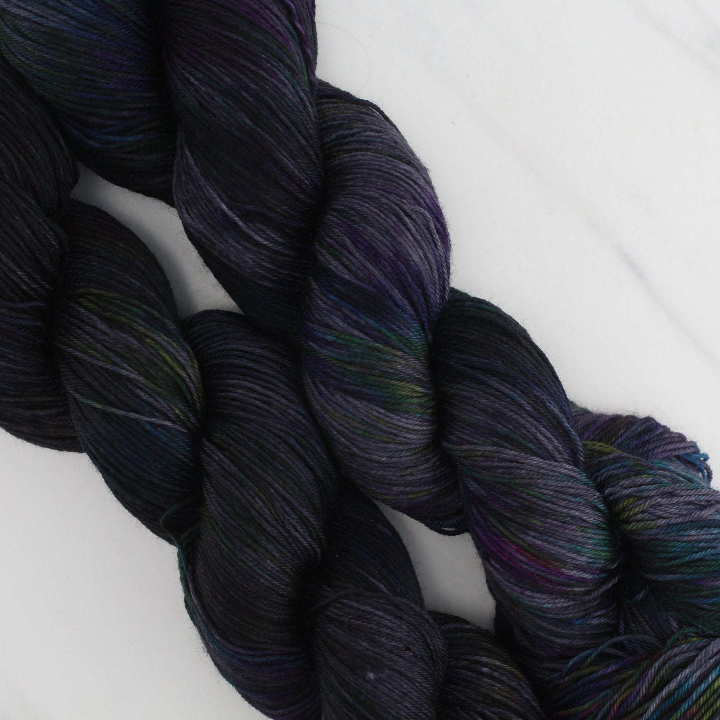 BEAUTIFUL BLACK HOLE Hand Dyed on Sock Perfection  - Splashed & Speckled Yarn