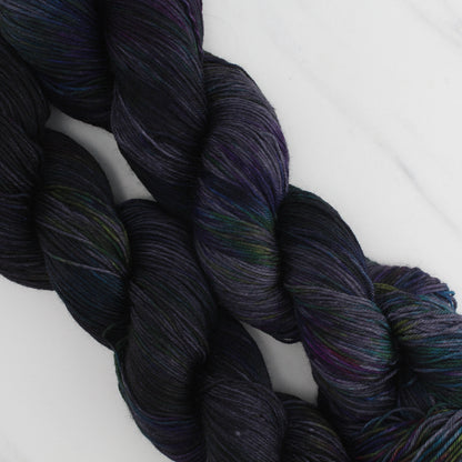 BEAUTIFUL BLACK HOLE Hand Dyed on Sock Perfection  - Splashed & Speckled Yarn