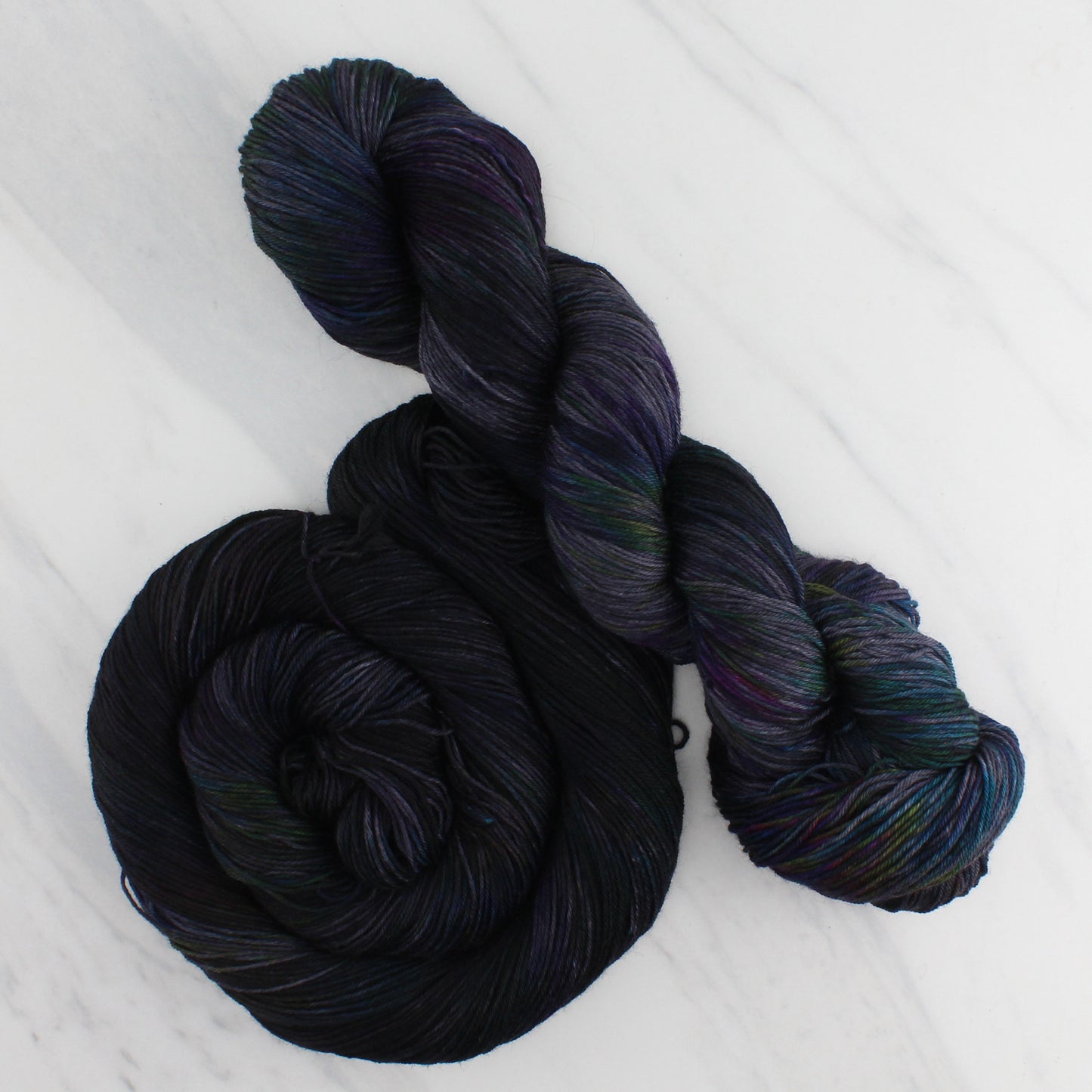 BEAUTIFUL BLACK HOLE Hand Dyed on Sock Perfection  - Splashed & Speckled Yarn