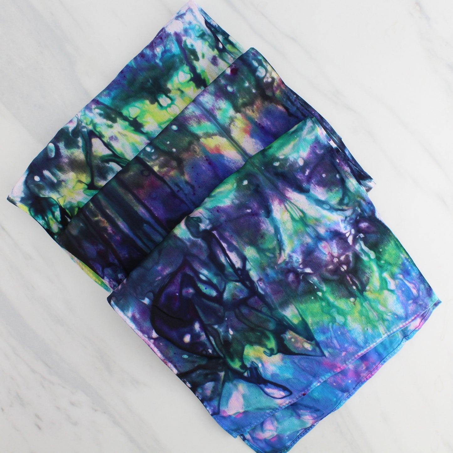 BEAUTIFUL GALAXY Hand-Dyed Silk Satin Scarf - 8 x 54 inches