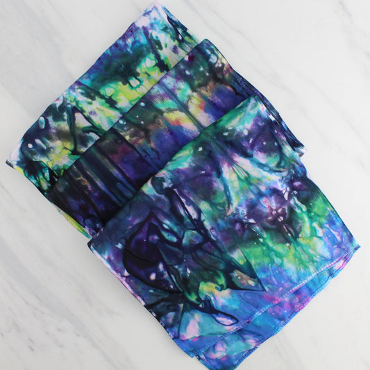 BEAUTIFUL GALAXY Hand-Dyed Silk Satin Scarf - 8 x 54 inches