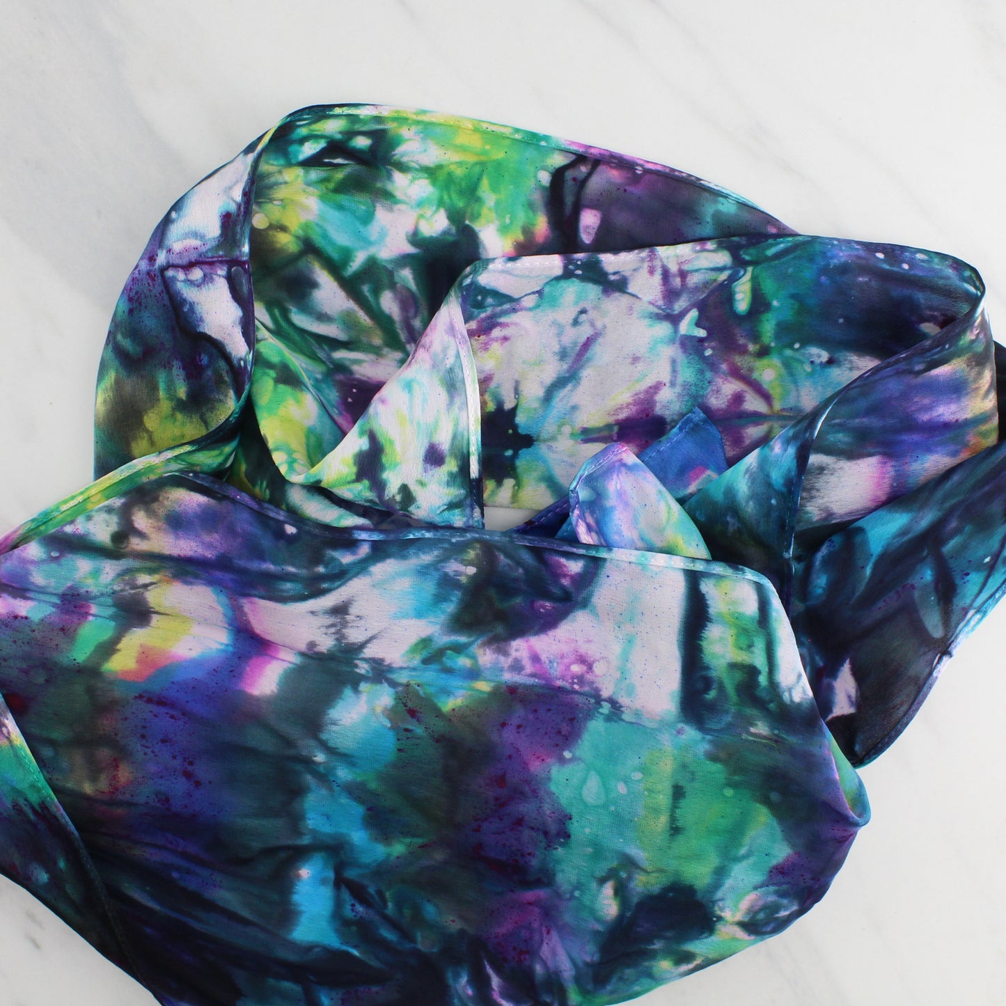 BEAUTIFUL GALAXY Hand-Dyed Silk Satin Scarf - 8 x 54 inches