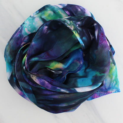 BEAUTIFUL GALAXY Hand-Dyed Silk Satin Scarf - 8 x 54 inches
