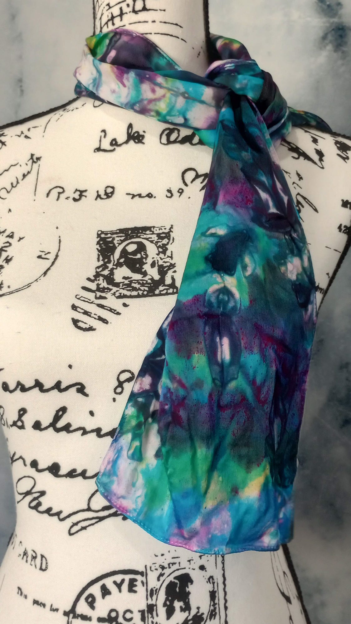 BEAUTIFUL GALAXY Hand-Dyed Silk Satin Scarf - 8 x 54 inches