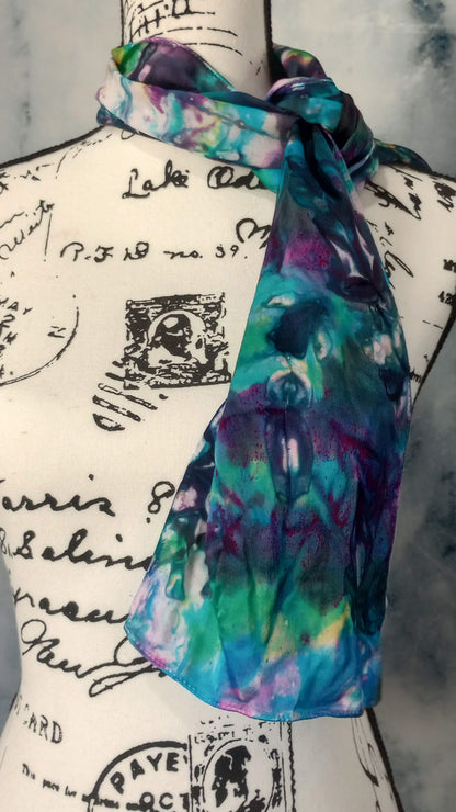 BEAUTIFUL GALAXY Hand-Dyed Silk Satin Scarf - 8 x 54 inches