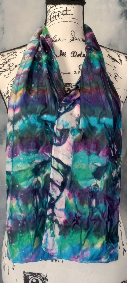 BEAUTIFUL GALAXY Hand-Dyed Silk Satin Scarf - 8 x 54 inches