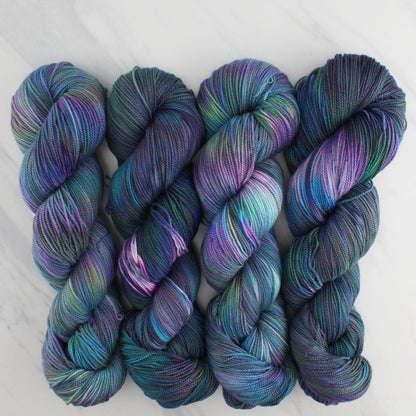 BEAUTIFUL UNIVERSE Hand Dyed on Feather Fingering - Splashed & Speckled Yarn