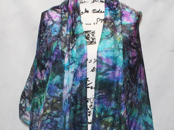 BEAUTIFUL UNIVERSE Hand-Dyed Silk Shawl - 35 x 84 inches