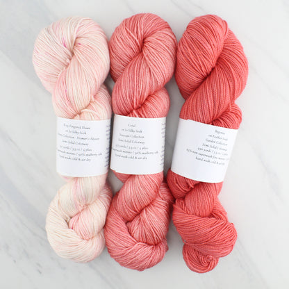 BEGONIA Hand Dyed on Sock Perfection - Semi-Solid Colorway