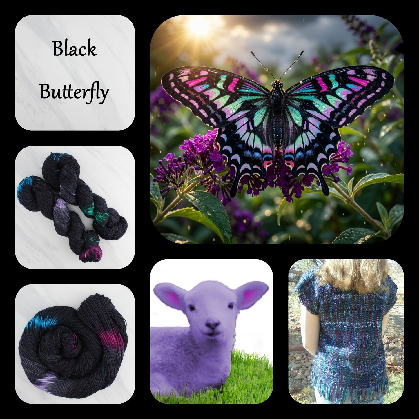 BLACK BUTTERFLY - Yarn Dyed to Order - Ikat Colorway