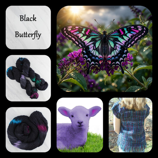 BLACK BUTTERFLY - Yarn Dyed to Order - Ikat Colorway