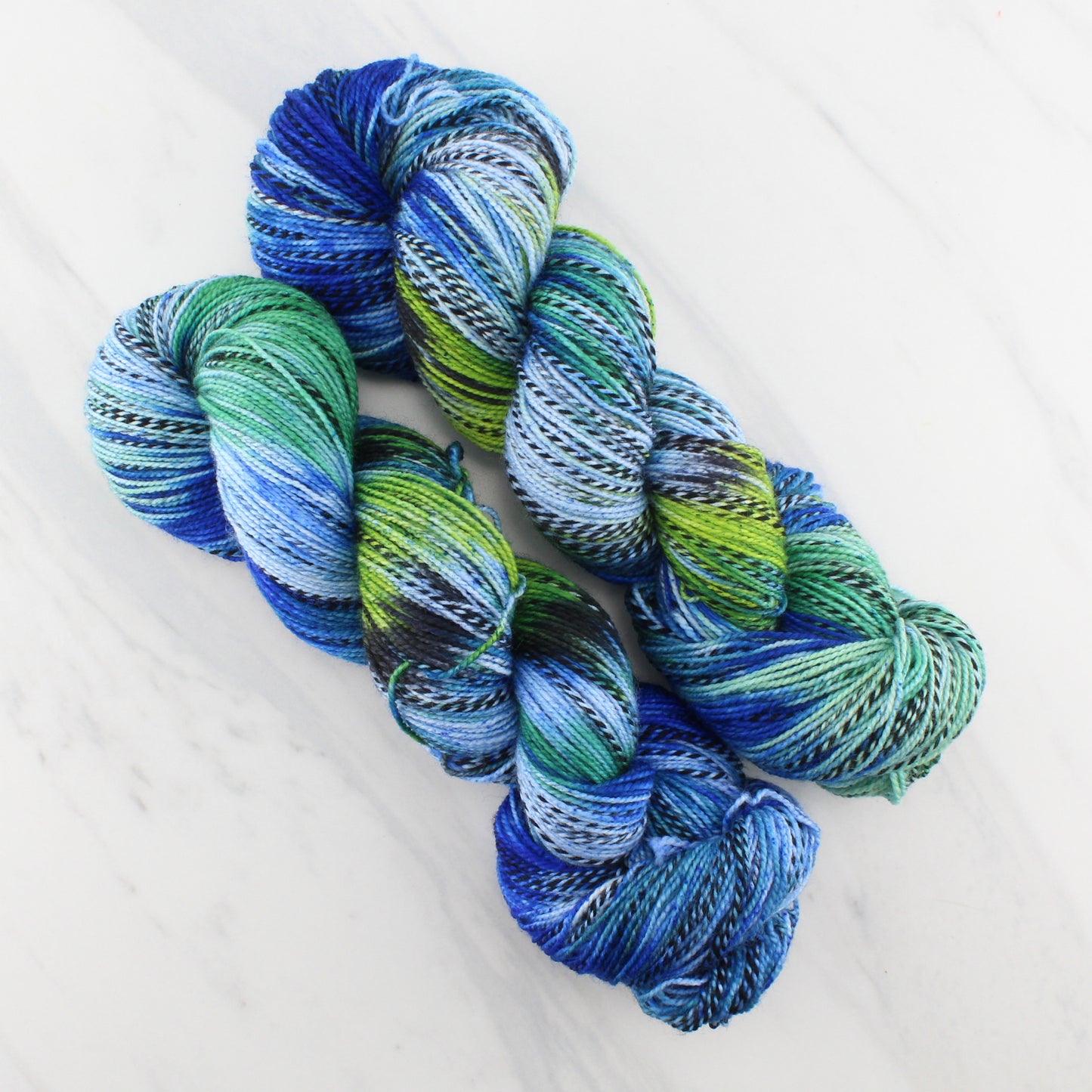 BLUE AND GREEN MUSIC BY GEORGIA O'KEEFFE on Stained Glass Sock  - Hand-Dyed Yarn - Purple Lamb