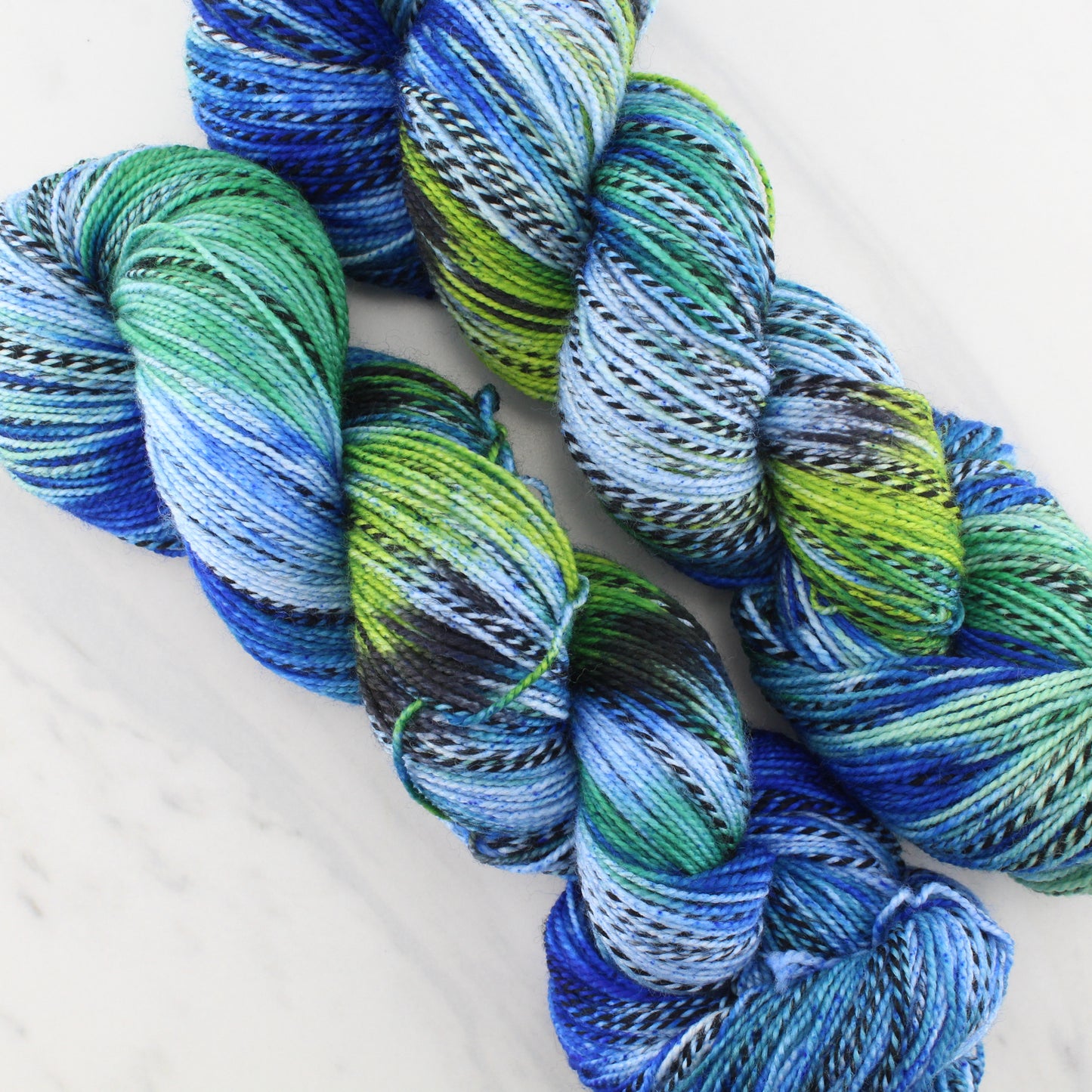 BLUE AND GREEN MUSIC BY GEORGIA O'KEEFFE on Stained Glass Sock  - Hand-Dyed Yarn - Purple Lamb