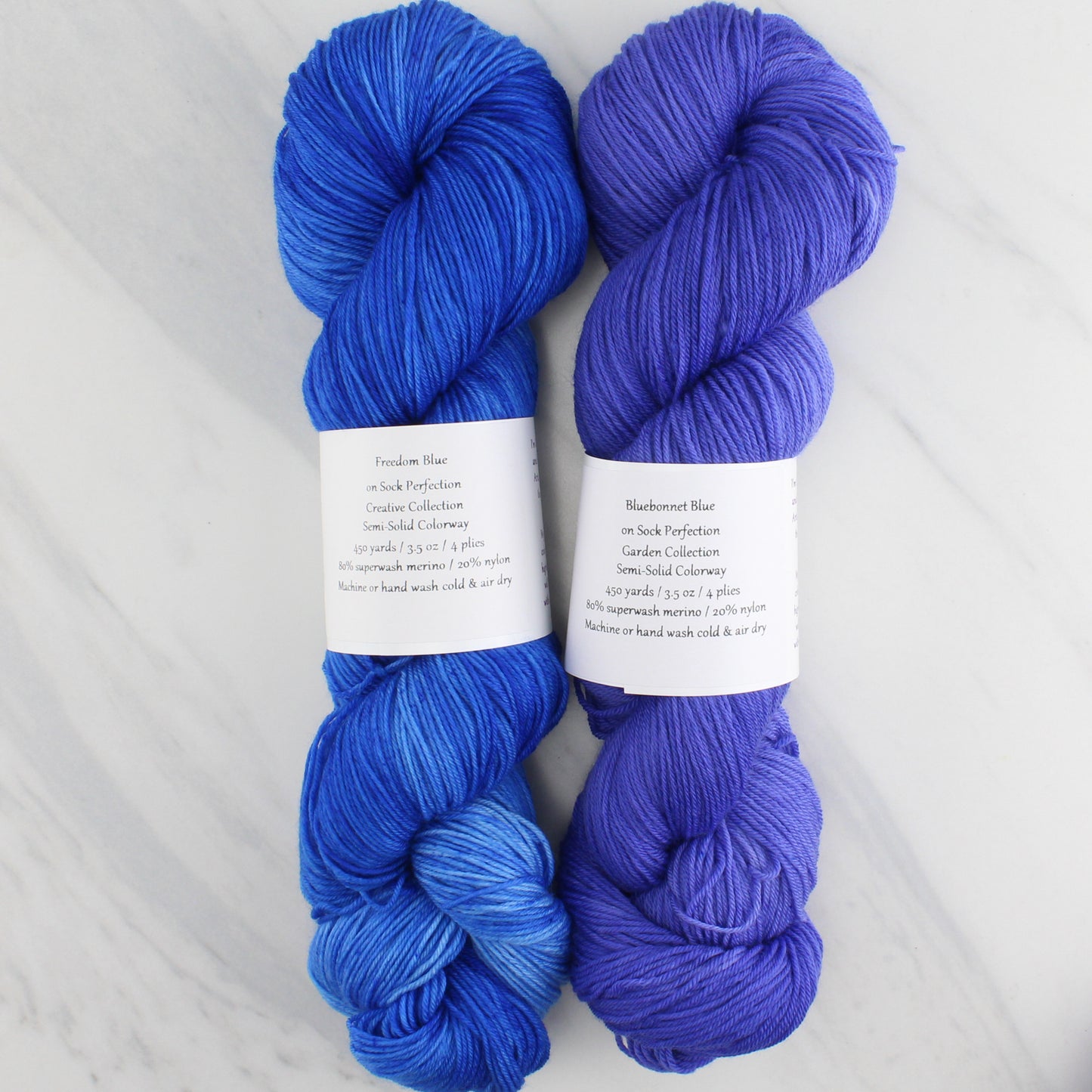 BLUEBONNET BONNET Hand Dyed on Sock Perfection - Semi-Solid Colorway