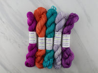 BOOKSTORE ON A RAINY DAY Mini-Skein Set of Five - Hand-Dyed 20 gram Sock-Weight Mini Skeins on Splendid Sock