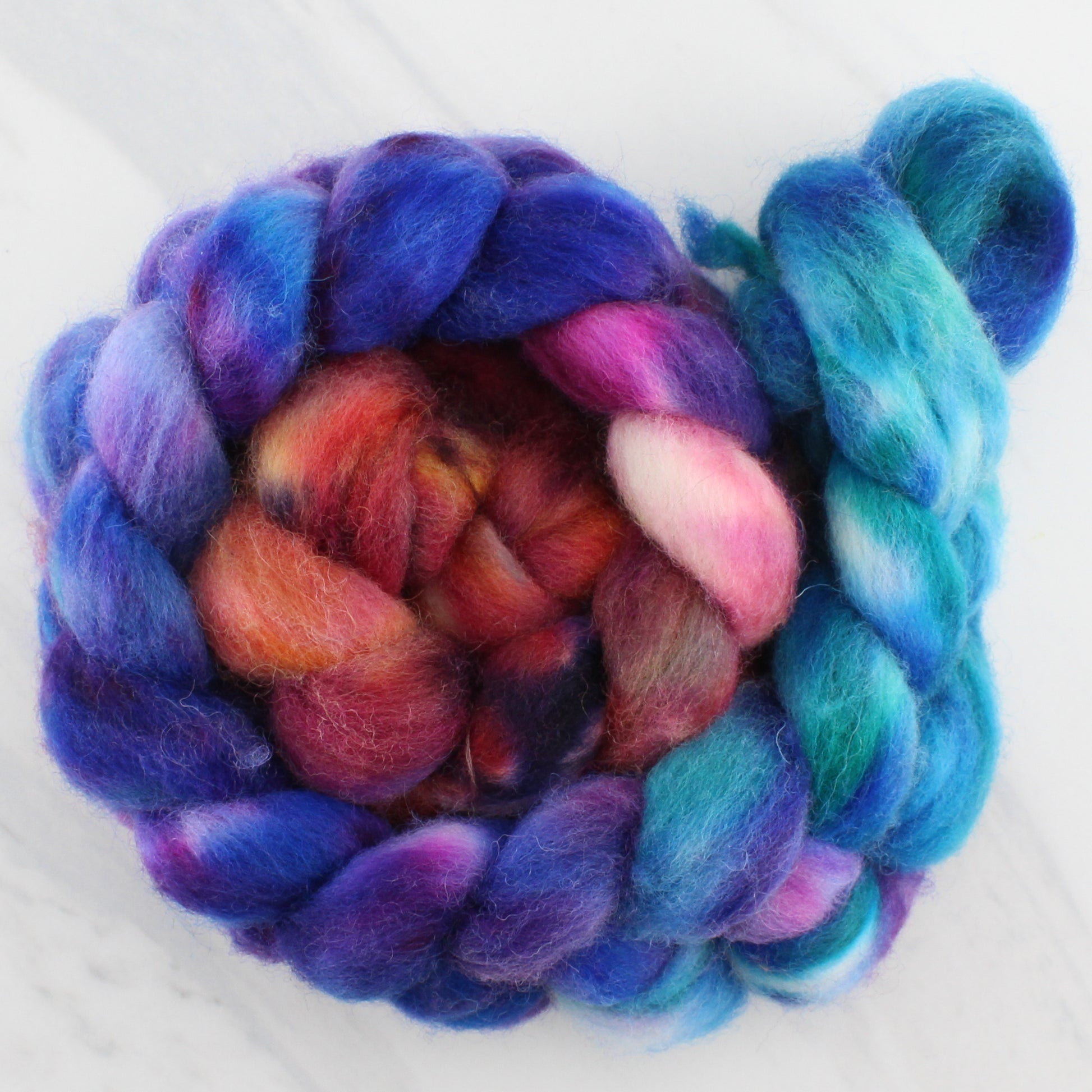 CARIBBEAN SUNSET Hand-Dyed Top on Shetland Wool - Purple Lamb