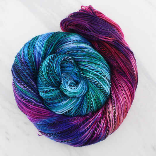 CARIBBEAN SUNSET on Stained Glass Sock  - Hand-Dyed Yarn - Purple Lamb