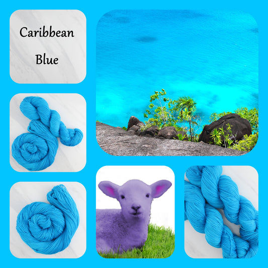 CARIBBEAN BLUE - Yarn Dyed to Order - Semi-Solid Colorway