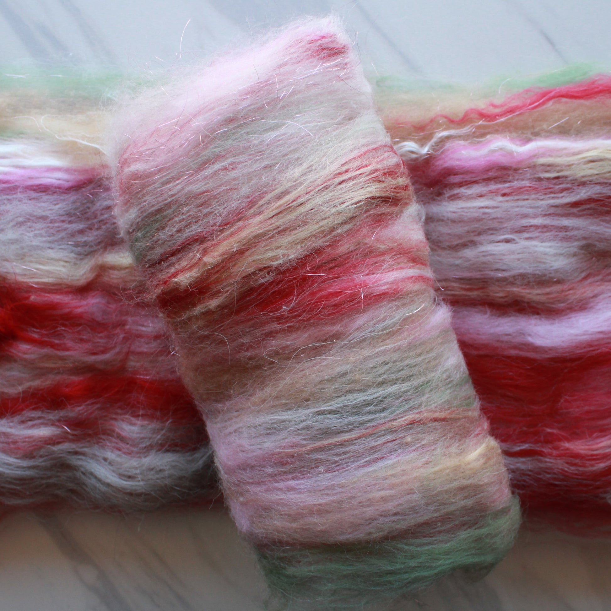 CHERRY BLOSSOMS Art Batts to Spin and Felt - Purple Lamb