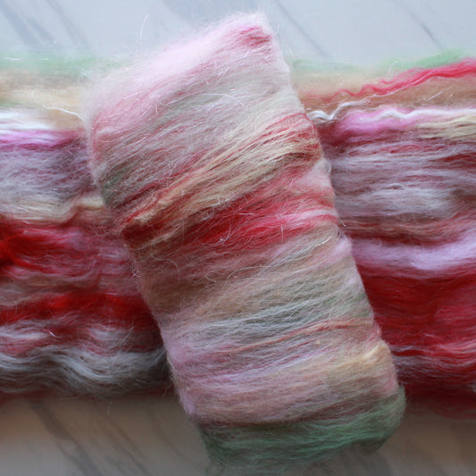 CHERRY BLOSSOMS Art Batts to Spin and Felt - Purple Lamb