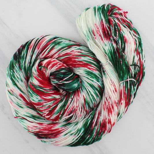 CHRISTMAS CANDY Hand-Dyed on Sock Perfection - Splashed and Speckled Colorway