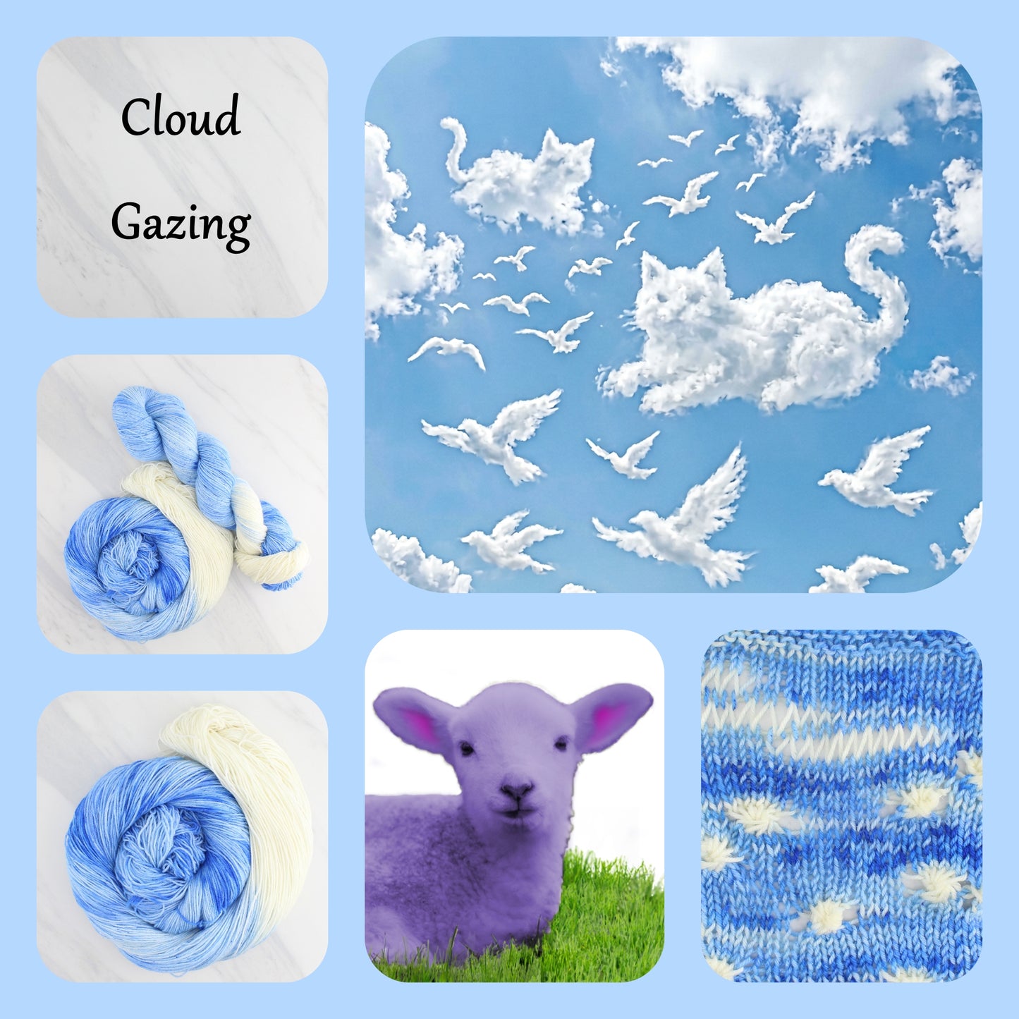 CLOUD GAZING - Yarn Dyed to Order - Assigned Pooling Colorway