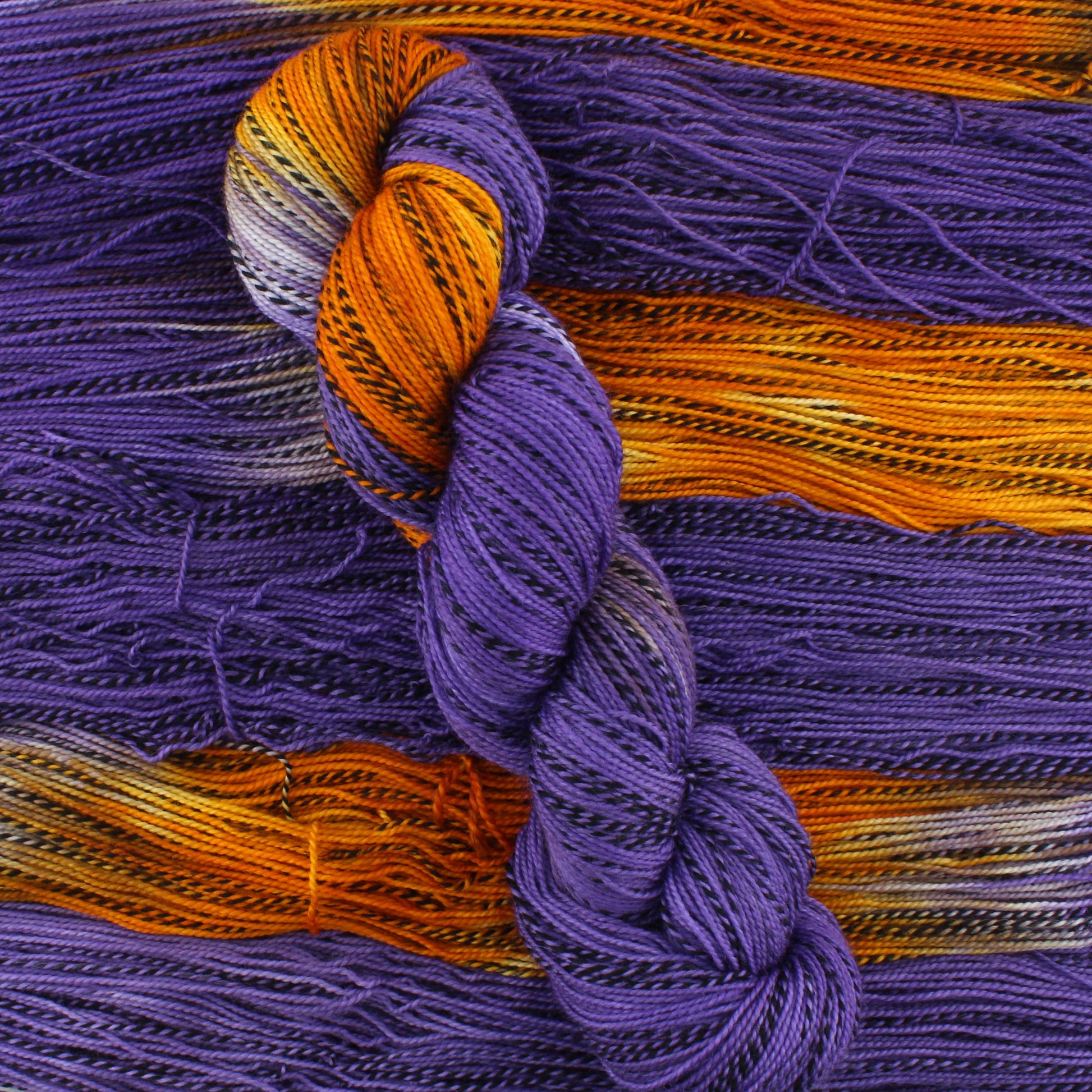 Butterfly Collection - COLORADO HAIRSTREAK BUTTERFLY on Stained Glass Sock - Assigned Pooling Colorway - Purple Lamb