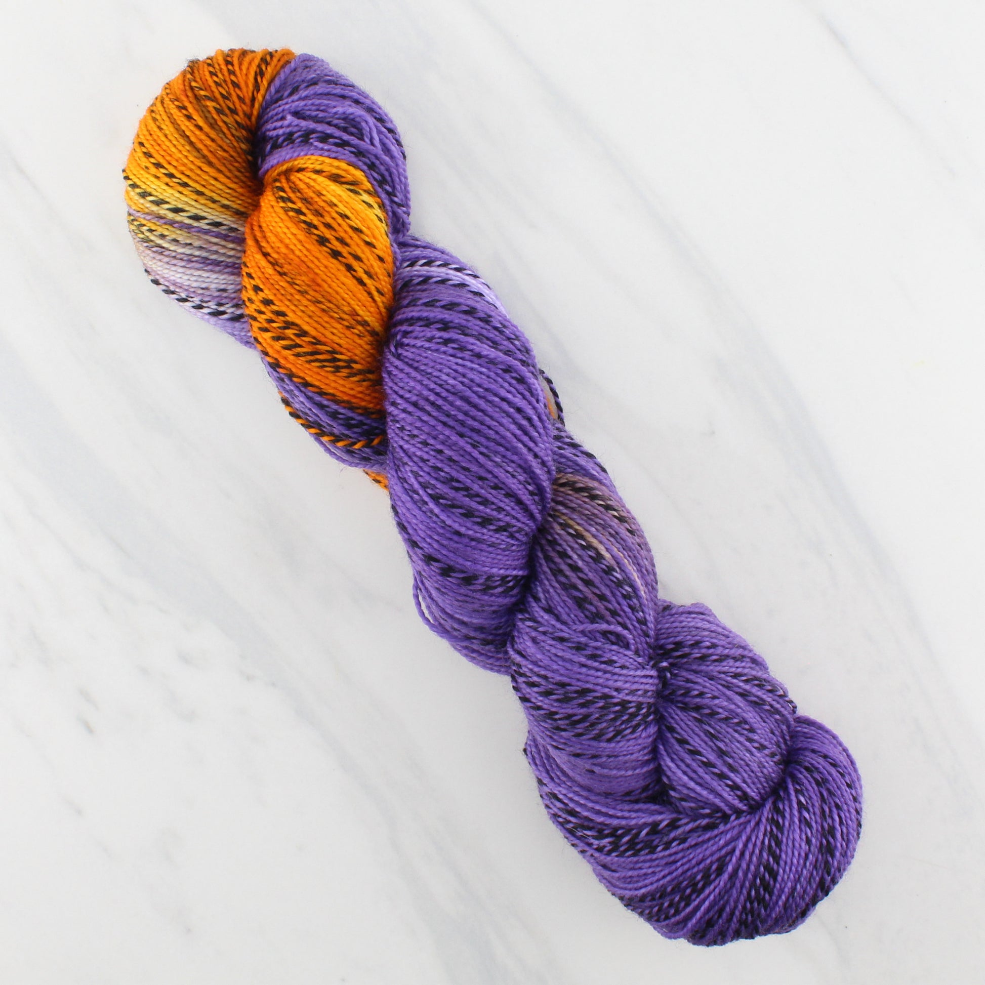 Butterfly Collection - COLORADO HAIRSTREAK BUTTERFLY on Stained Glass Sock - Assigned Pooling Colorway - Purple Lamb