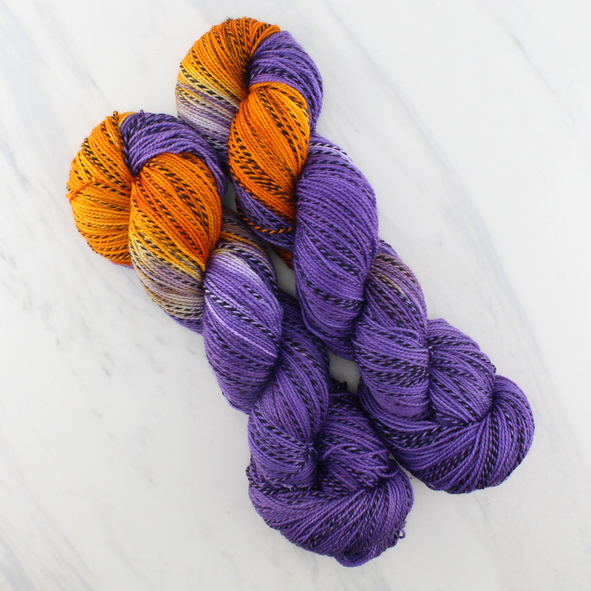 Butterfly Collection - COLORADO HAIRSTREAK BUTTERFLY on Stained Glass Sock - Assigned Pooling Colorway - Purple Lamb