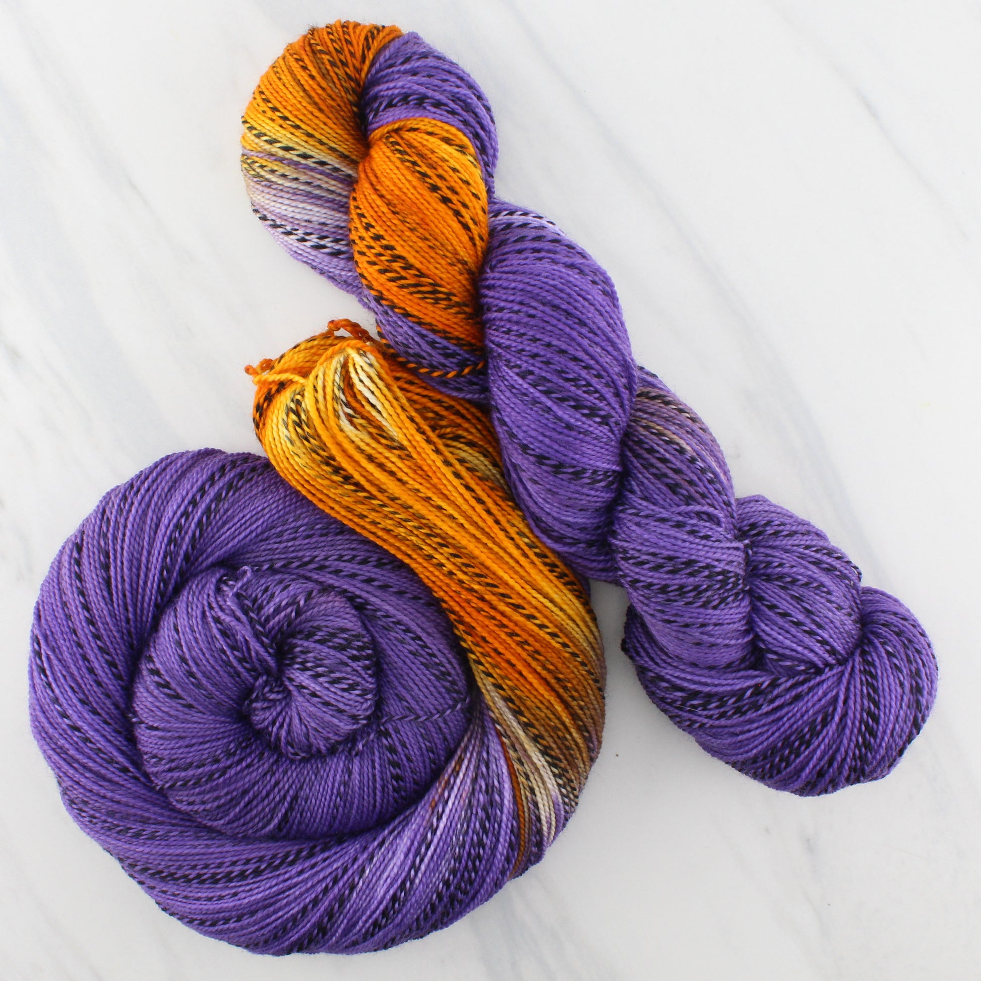 Butterfly Collection - COLORADO HAIRSTREAK BUTTERFLY on Stained Glass Sock - Assigned Pooling Colorway - Purple Lamb