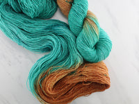 COPPER ROOF Indie-Dyed Yarn on Sparkly Merino Sock - Assigned Pooling Colorway