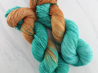 COPPER ROOF Indie-Dyed Yarn on Sparkly Merino Sock - Assigned Pooling Colorway