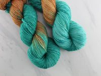 COPPER ROOF Indie-Dyed Yarn on Sparkly Merino Sock - Assigned Pooling Colorway