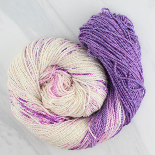 CROCUSES IN SNOW on Buttery Soft DK - Assigned Pooling Colorway