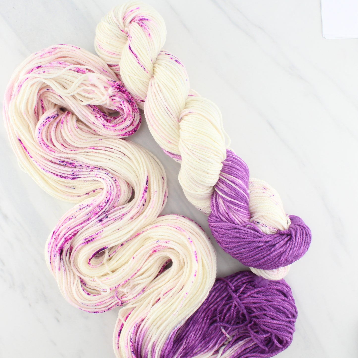 CROCUSES IN SNOW on Squoosh DK - Assigned Pooling Colorway - Purple Lamb